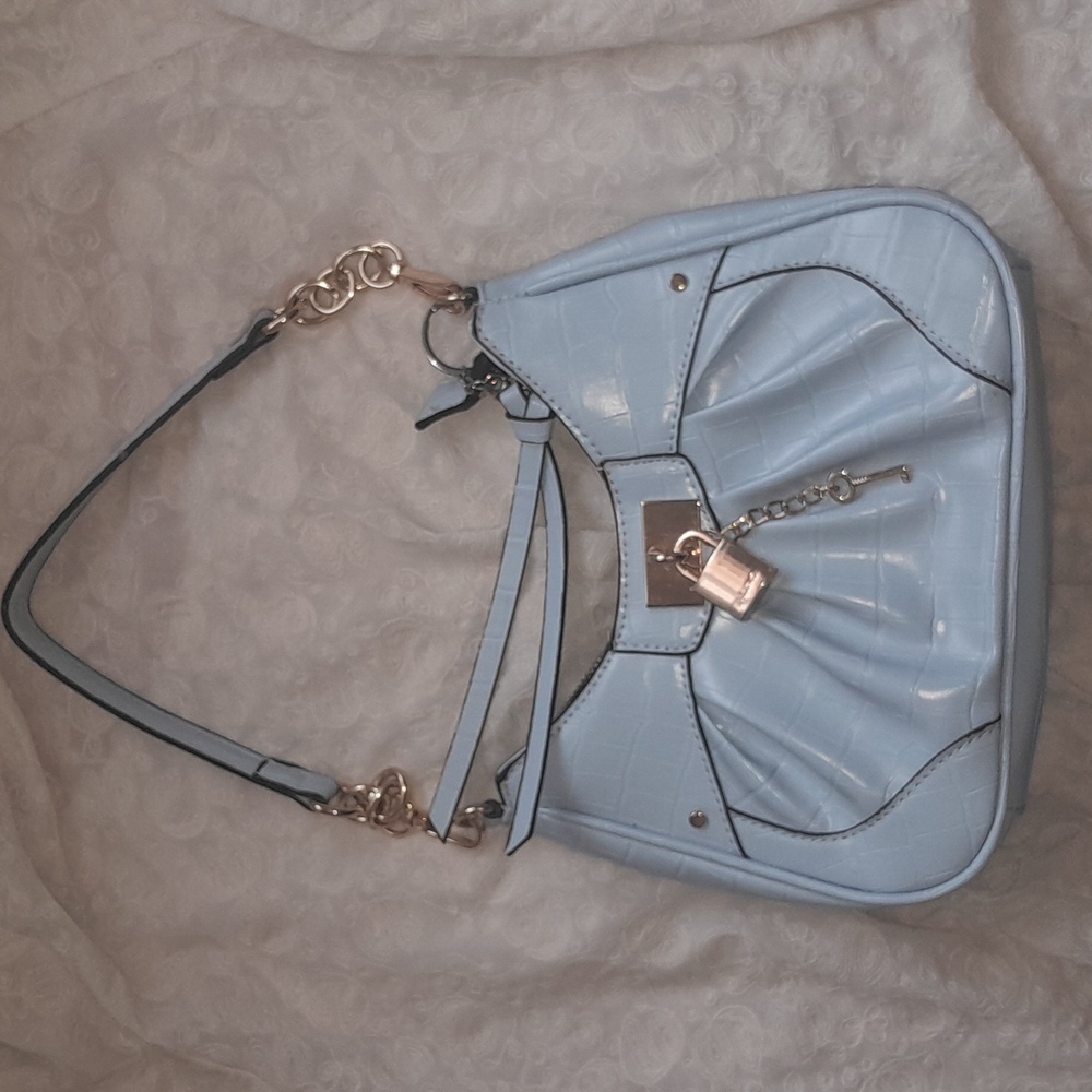 Elegant Blue Croc-Embossed Women's Bag